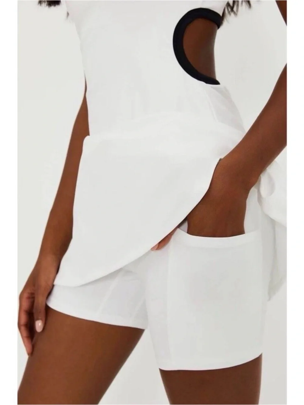 Beach Riot White Sage Athletic Mini Dress with Black Trim